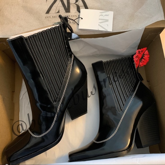 ZARA BNWT Heeled Ankle Boots with Topstitching - Picture 7 of 8